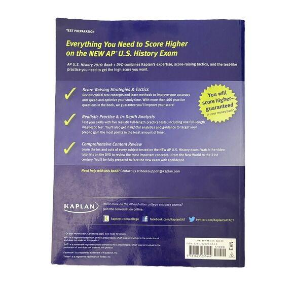 Kaplan AP  - U. S. History Book + DVD - Review | Practice & Diagnostic Tests - Picture 2 of 8
